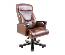 Офісне крісло керівника Richman Boss VIP Wood M3 MultiBlock Натуральна Шкіра Lux Італія Madras Коричневий