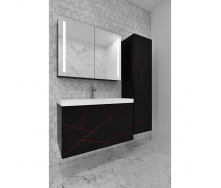 Комплект мебели Mikola-M Chaos с пеналом из пластика чорный/красный 80 см