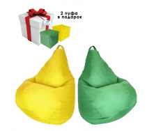Комплект кресло мешок груша 120x90 см 2 шт. + Подарок 2 пуфа 30x30 см Tia-Sport желтый, зеленый (sm-0619-2)