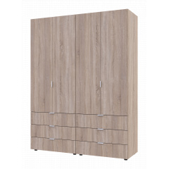 Распашной шкаф для одежды Гелар комплект Doros Сонома 2+2 двери ДСП 155х49,5х203,4 (42002123) Славута