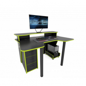 Геймерский игровой стол ZEUS IGROK-4 чёрный/зелёный