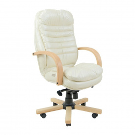 Офисное кресло руководителя Richman Valencia VIP Wood M3 MultiBlock Натуральная Кожа Lux Италия Белый