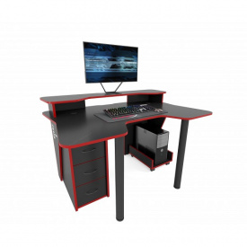Геймерский игровой стол ZEUS IGROK-4 чёрный/красный 