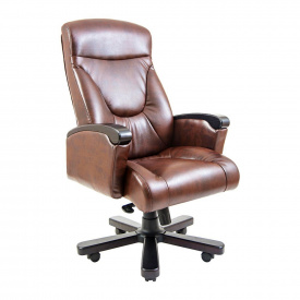 Офісне крісло керівника Richman Boss VIP Wood M3 MultiBlock Натуральна Шкіра Lux Італія Madras Коричневий