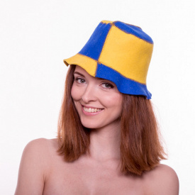 Банная шапка Luxyart Биколор Синий с желтым (LA-086)