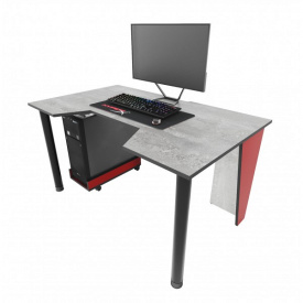 Геймерский игровой стол ZEUS GAMER-2 бетон с красным
