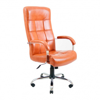 Офісне крісло керівника Richman Virginia VIP Хром M1 Tilt Натуральна Шкіра Lux Італія Світло-коричневий