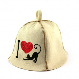 Банная шапка Luxyart I love cat Белый (LA-386)