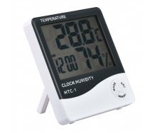 Цифровий термогігрометр Adenki HTC-1 з годинником Білий (46-920110915)