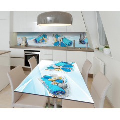 Наклейка 3Д виниловая на стол Zatarga «Бирюзовый релакс» 650х1200 мм для домов, квартир, столов, кофейн, кафе Чернигов