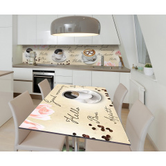 Наклейка 3Д вінілова на стіл Zatarga «Чашка бадьорості» 650х1200 мм для будинків, квартир, столів, кав'ярень. Київ
