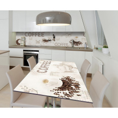 Наклейка 3Д вінілова на стіл Zatarga «Кавова радість» 650х1200 мм для будинків, квартир, столів, кав'ярень. Рівне