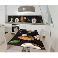 Наклейка 3Д виниловая на стол Zatarga «Кокосовый бум» 600х1200 мм для домов, квартир, столов, кофейн, кафе Пологи