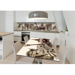 Наклейка 3Д виниловая на стол Zatarga «Тайны парижских крыш» 650х1200 мм для домов, квартир, столов, кофейн, Дубно
