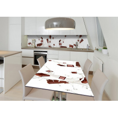 Наклейка 3Д виниловая на стол Zatarga «Молочный шоколад» 600х1200 мм для домов, квартир, столов, кофейн, кафе Весёлое