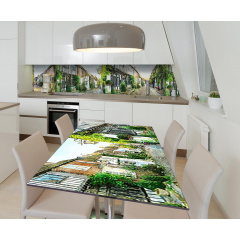 Наклейка 3Д вінілова на стіл Zatarga «Вулички старого міста» 650х1200 мм для будинків, квартир, столів, кав'ярень, Хмільник
