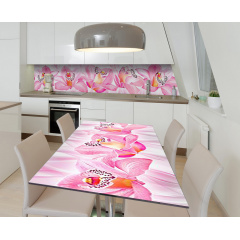 Наклейка 3Д вінілова на стіл Zatarga «Томність орхідеї» 650х1200 мм для будинків, квартир, столів, кав'ярень. Київ