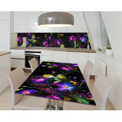 Наклейка 3Д вінілова на стіл Zatarga «Неонові фантазії» 650х1200 мм для будинків, квартир, столів, кав'ярень. Єланець