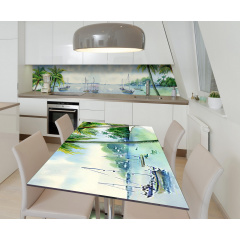 Наклейка 3Д виниловая на стол Zatarga «Райская лагуна» 600х1200 мм для домов, квартир, столов, кофейн, кафе Дубно