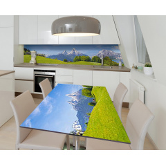 Наклейка 3Д вінілова на стіл Zatarga «Засніжені піки» 600х1200 мм для будинків, квартир, столів, кав'ярень Київ