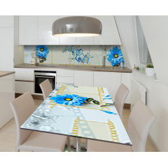 Наклейка 3Д виниловая на стол Zatarga «Бирюзовое кино» 650х1200 мм для домов, квартир, столов, кофейн, кафе Кушугум