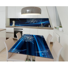 Наклейка 3Д вінілова на стіл Zatarga «Роса на павиче пір'я» 650х1200 мм для будинків, квартир, столів, Гайсин