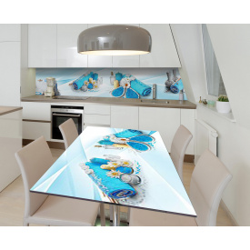 Наклейка 3Д виниловая на стол Zatarga «Бирюзовый релакс» 650х1200 мм для домов, квартир, столов, кофейн, кафе