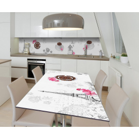 Наклейка 3Д вінілова на стіл Zatarga «Паризька кава» 650х1200 мм для будинків, квартир, столів, кав'ярень.