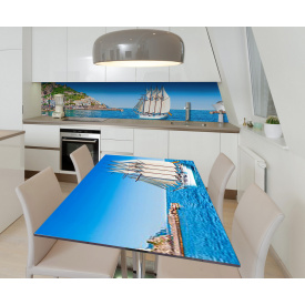 Наклейка 3Д виниловая на стол Zatarga «Испанский корабль» 600х1200 мм для домов, квартир, столов, кофейн, кафе