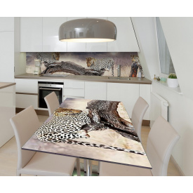 Наклейка 3Д вінілова на стіл Zatarga «Плямне сафарі» 650х1200 мм для будинків, квартир, столів, кав'ярень, кафе