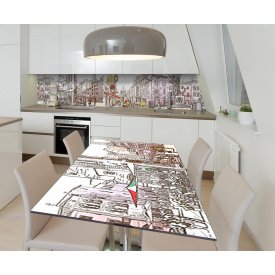 Наклейка 3Д виниловая на стол Zatarga «Утро в Милане» 650х1200 мм для домов, квартир, столов, кофейн, кафе