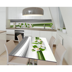 Наклейка 3Д виниловая на стол Zatarga «Венок цветущей вишни» 600х1200 мм для домов, квартир, столов, кофейн,