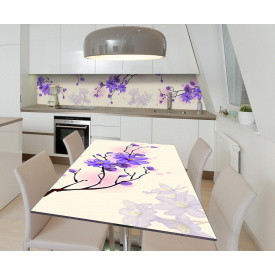Наклейка 3Д виниловая на стол Zatarga «Фиолетовый рай» 600х1200 мм для домов, квартир, столов, кофейн, кафе