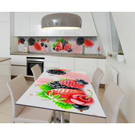 Наклейка 3Д вінілова на стіл Zatarga «Ягідна суміш» 600х1200 мм для будинків, квартир, столів, кав'ярень, кафе