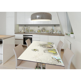 Наклейка 3Д вінілова на стіл Zatarga «Сири та вина» 650х1200 мм для будинків, квартир, столів, кав'ярень.