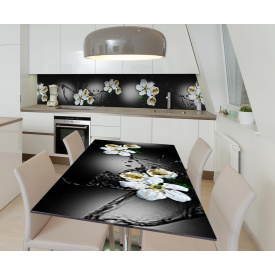 Наклейка 3Д виниловая на стол Zatarga «Цветочный всплеск» 600х1200 мм для домов, квартир, столов, кофейн, кафе