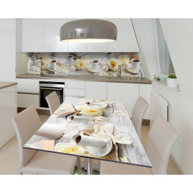Наклейка 3Д виниловая на стол Zatarga «Угощение ангела» 600х1200 мм для домов, квартир, столов, кофейн, кафе