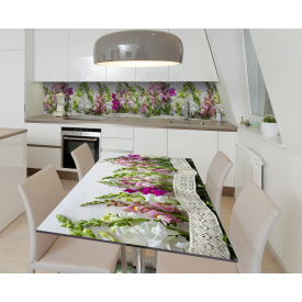 Наклейка 3Д виниловая на стол Zatarga «Ажурная лента» 600х1200 мм для домов, квартир, столов, кофейн, кафе