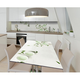 Наклейка 3Д виниловая на стол Zatarga «Эвкалиптовый чай» 600х1200 мм для домов, квартир, столов, кофейн, кафе