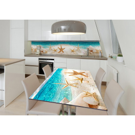 Наклейка 3Д виниловая на стол Zatarga «На пляже» 600х1200 мм для домов, квартир, столов, кофейн, кафе