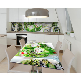Наклейка 3Д виниловая на стол Zatarga «Японский шеф» 600х1200 мм для домов, квартир, столов, кофейн, кафе