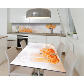 Наклейка 3Д виниловая на стол Zatarga «Кремовый огонь» 650х1200 мм для домов, квартир, столов, кофейн, кафе