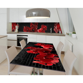 Наклейка 3Д виниловая на стол Zatarga «Страстная орхидея» 650х1200 мм для домов, квартир, столов, кофейн, кафе