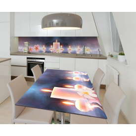 Наклейка 3Д виниловая на стол Zatarga «Дыхание свеч» 650х1200 мм для домов, квартир, столов, кофейн, кафе