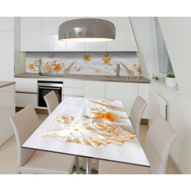 Наклейка 3Д вінілова на стіл Zatarga «Скарби морського дня» 650х1200 мм для будинків, квартир, столів, кав'ярень