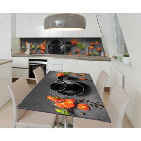 Наклейка 3Д виниловая на стол Zatarga «Благоухание гибискуса» 600х1200 мм для домов, квартир, столов, кофейн,