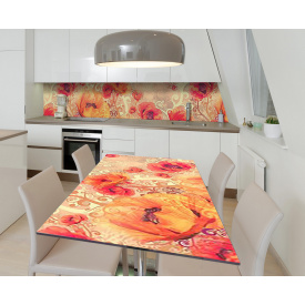Наклейка 3Д вінілова на стіл Zatarga «Макове навалення» 600х1200 мм для будинків, квартир, столів, кав'ярень,