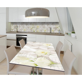 Наклейка 3Д виниловая на стол Zatarga «Кремовый бархат» 600х1200 мм для домов, квартир, столов, кофейн, кафе