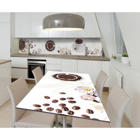 Наклейка 3Д вінілова на стіл Zatarga «Кавова ніжність» 650х1200 мм для будинків, квартир, столів, кав'ярень.