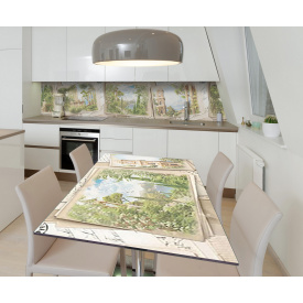 Наклейка 3Д вінілова на стіл Zatarga «Вінтажні листівки» 600х1200 мм для будинків, квартир, столів, кав'ярень
